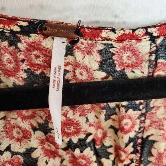 Free people laced up button down mini dress floral red black size small - Picture 9 of 11